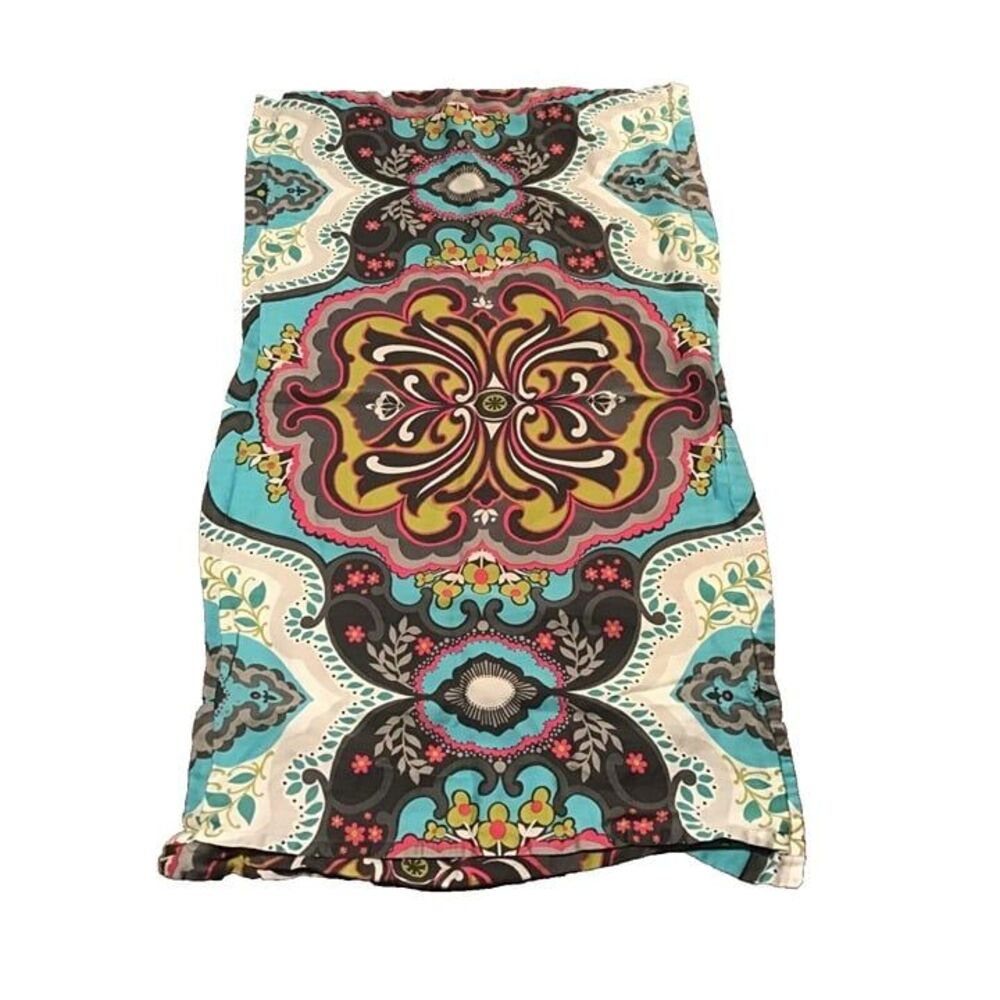 Max Studio King Pillow Sham Boho Floral Medallion Turquoise Pink Olive 36x21